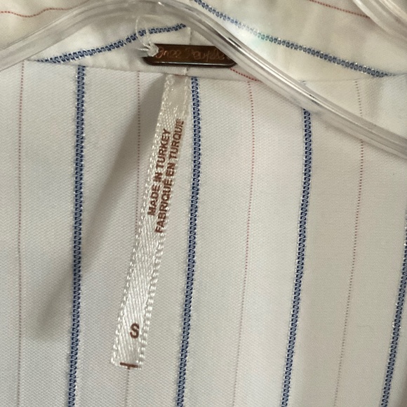 FREE PEOPLE Women's Double Breasted Blazer Jacket Size S white pinstriped - Picture 6 of 11